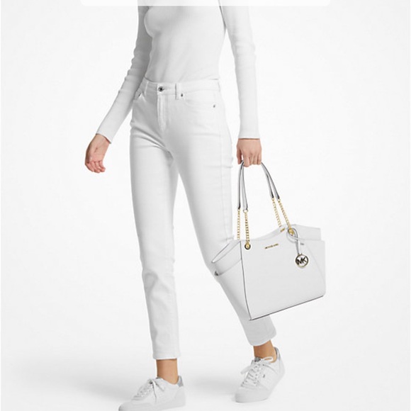 Michael Kors Jet Set Lg Saffiano Leather Chain Shoulder Tote Bag MK
Optic White - Picture 3 of 16